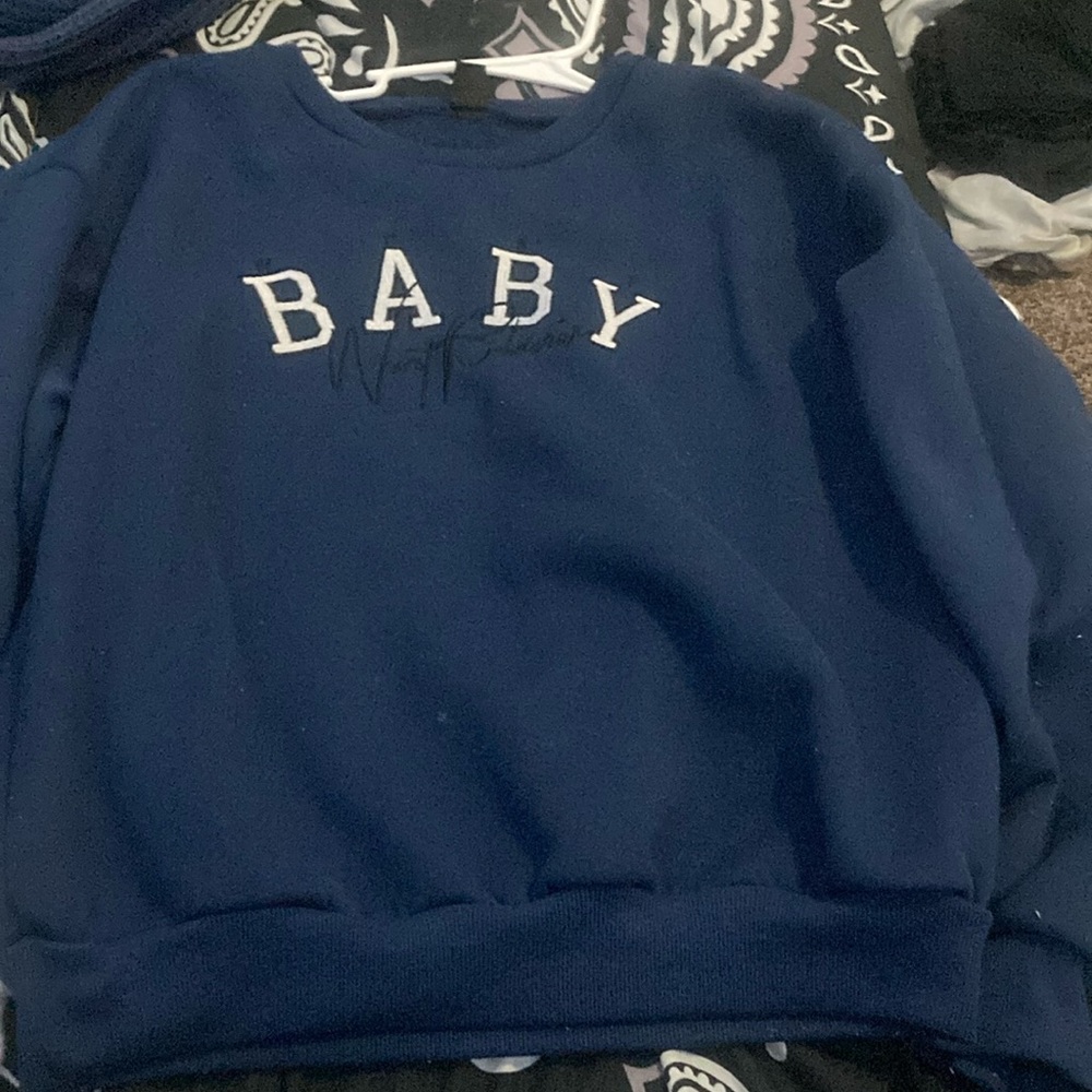 navy blue “baby” sweater